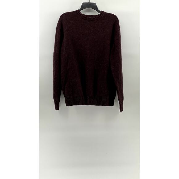 MUJI Men's Heather Burgundy Wool Crewneck Pullover Sweater SZ L - Picture 1 of 11